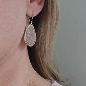 Faux Gold Sparkle Earrings-Pink